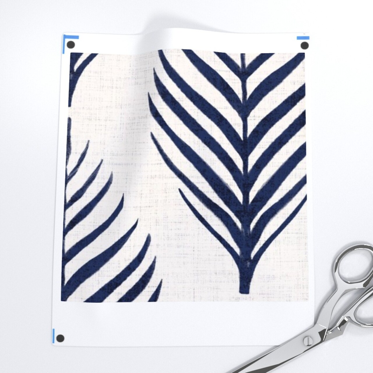 Navy Blue Floral Botanical Palm Tropical Island Dark Blue Coastal Southern Navy Blue Leaf Silhouette Large Scale Custom Printed Fabric by Spoonflower Various Fabrics by the Yard or Fat Quarter